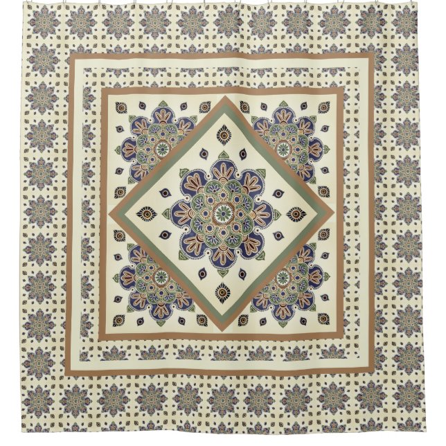 Duschvorhang mit aufwändigem Medaillondesign (Vorderseite)