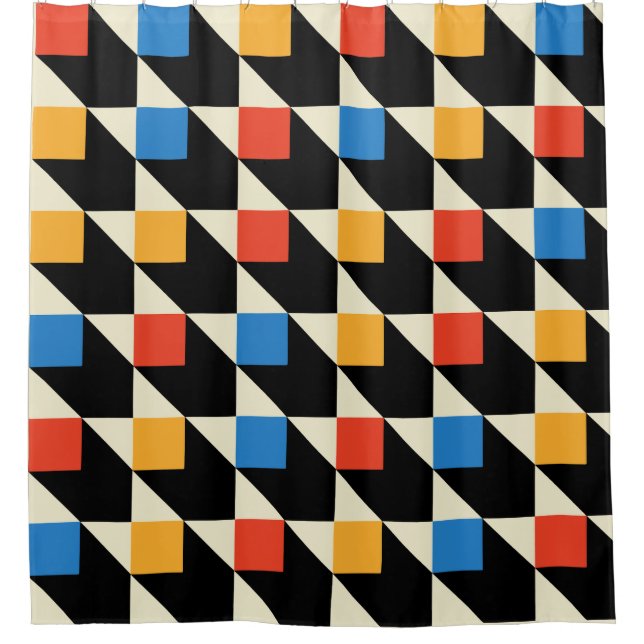 Duschvorhang mit bunten Quadraten (Vorderseite)