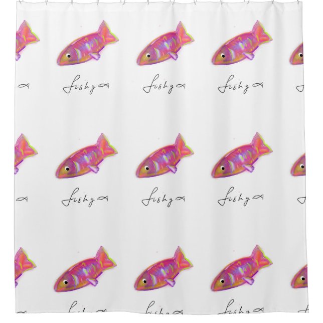 Duschvorhang mit Fischdruck (Vorderseite)