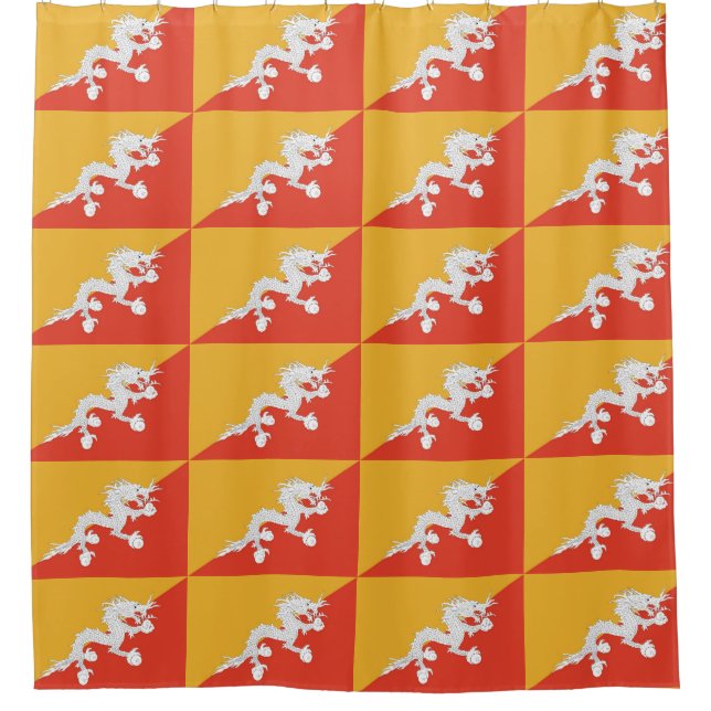 Duschvorhang mit Flagge Bhutans (Vorderseite)