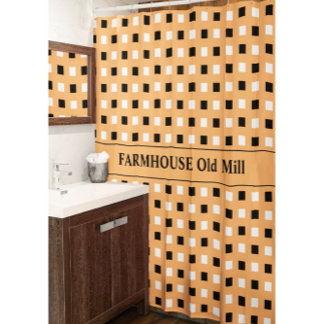 Duschvorhang mit geometrischen kleinen Quadraten