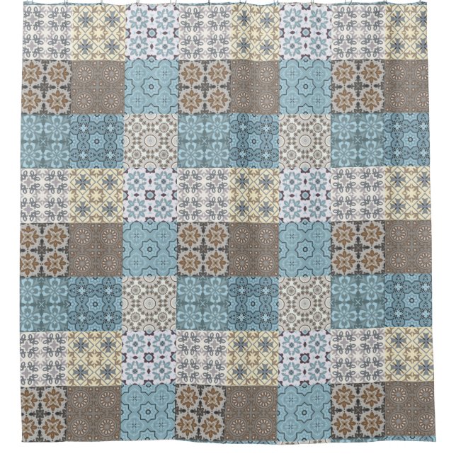 Duschvorhang mit marokkanischem Fliesenmuster (Vorderseite)