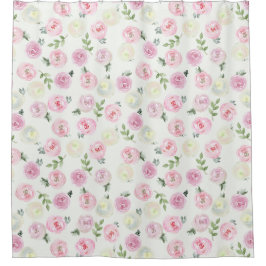 Duschvorhang mit rosa Blütendusche