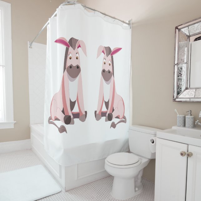 Duschvorhang mit rosa Donkey - individuell einstel (Beispiel)