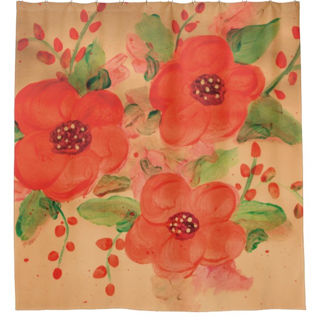 Duschvorhang mit rotem Flor (Vorderseite)