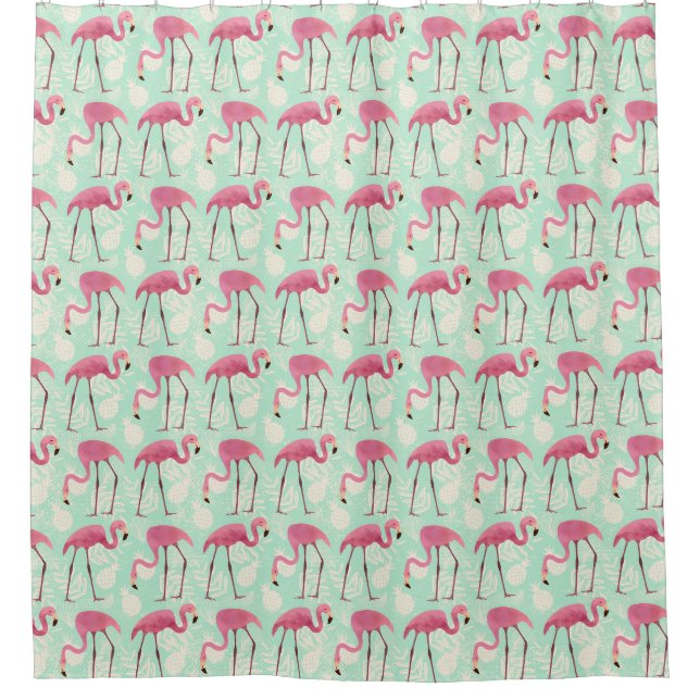 Duschvorhang mit tropischem Muster (Vorderseite)