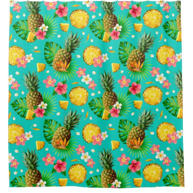 Duschvorhang mit tropischem Muster (Vorderseite)