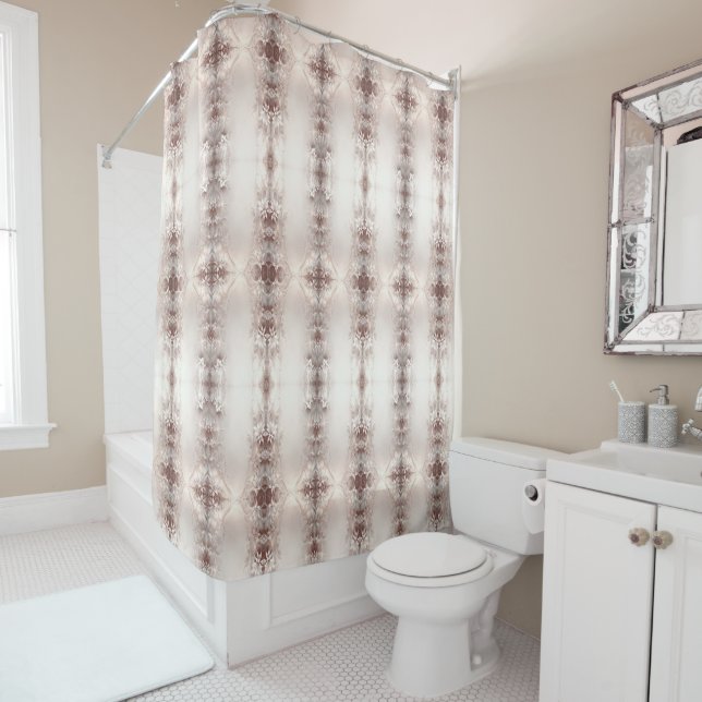 Duschvorhang mit weißem Elfenbeinblumen (Beispiel)