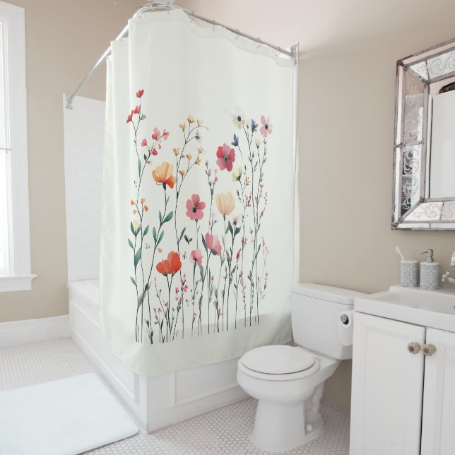 Duschvorhang mit zarten Wildblumen Design (Beispiel)