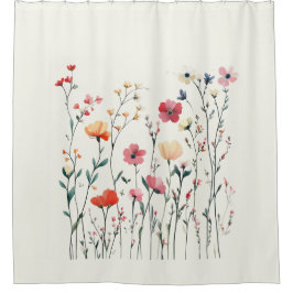 Duschvorhang mit zarten Wildblumen Design