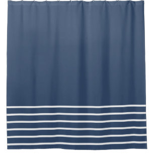 Duschvorhang (Navy Blue and White Strip)