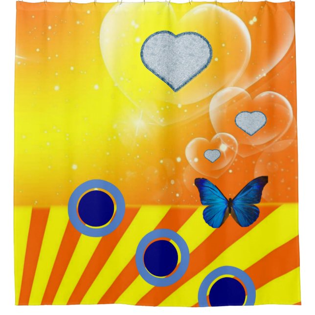 Duschvorhang, orange, blau duschvorhang (Vorderseite)