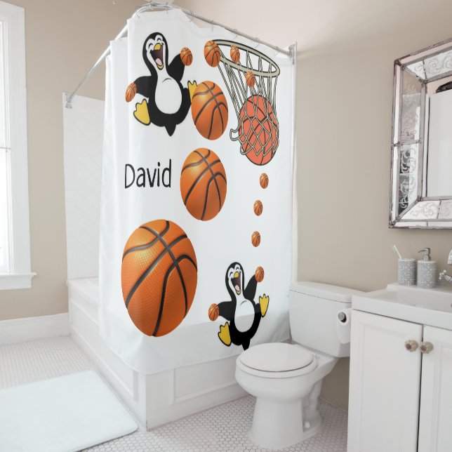 Duschvorhang Penguin Basketball (Beispiel)