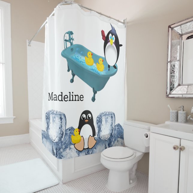 Duschvorhang Penguin Ice Badewanne Bad Zeit (Beispiel)
