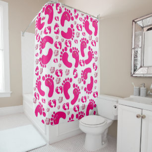 Duschvorhang Pink Baby Feet Herz