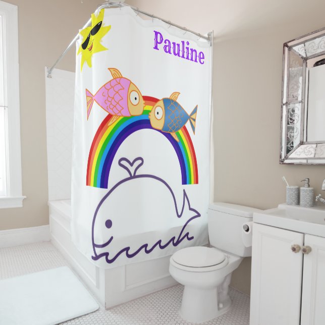 Duschvorhang Regenbogen Sonne Wal Fisch (Beispiel)