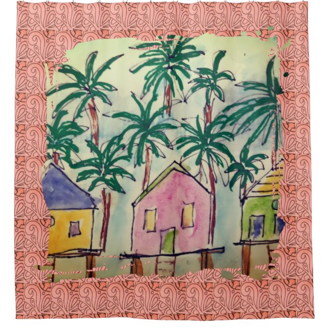 Duschvorhang tropische Farbe Stroke (Vorderseite)