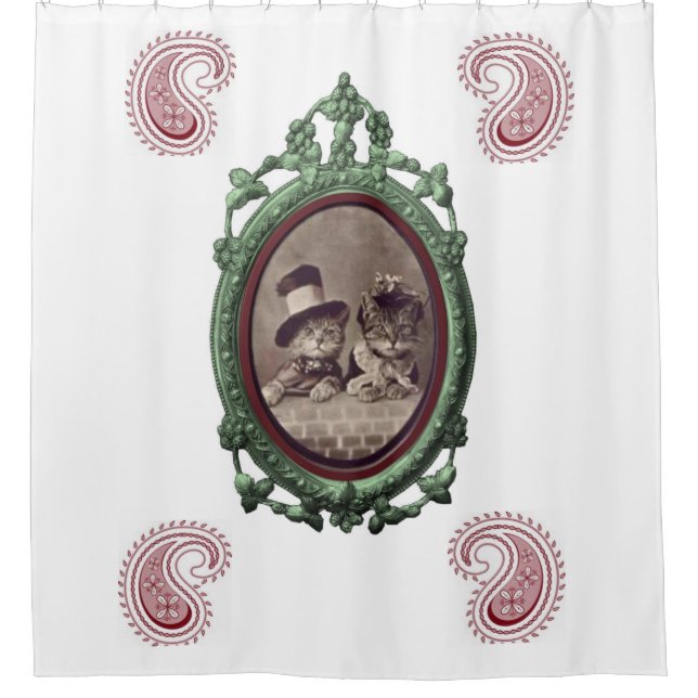 Duschvorhang Vintage Katze (Vorderseite)