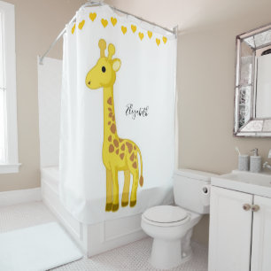 Duschvorhang Yellow Giraffe Herzen