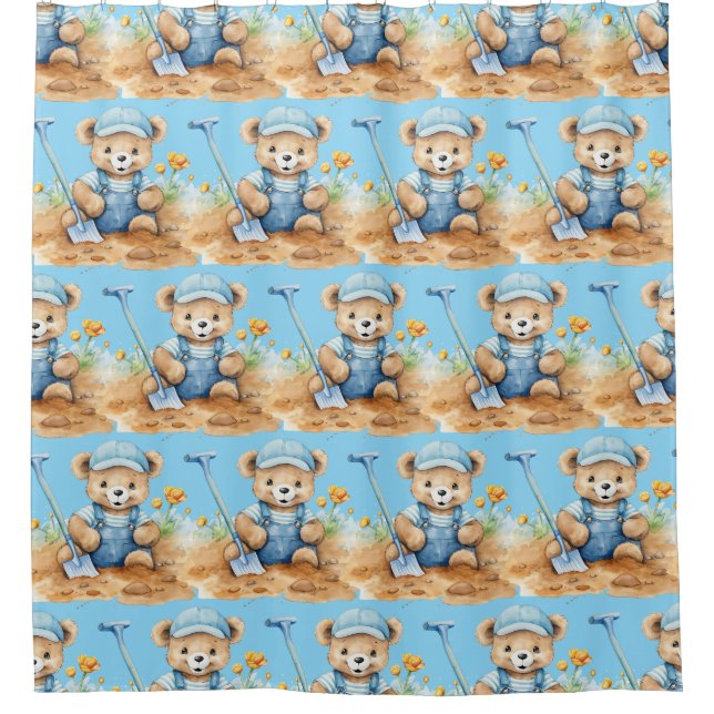 Duschvorhänge aus dem blauen Teddy-Bären Duschvorhang (Vorderseite)