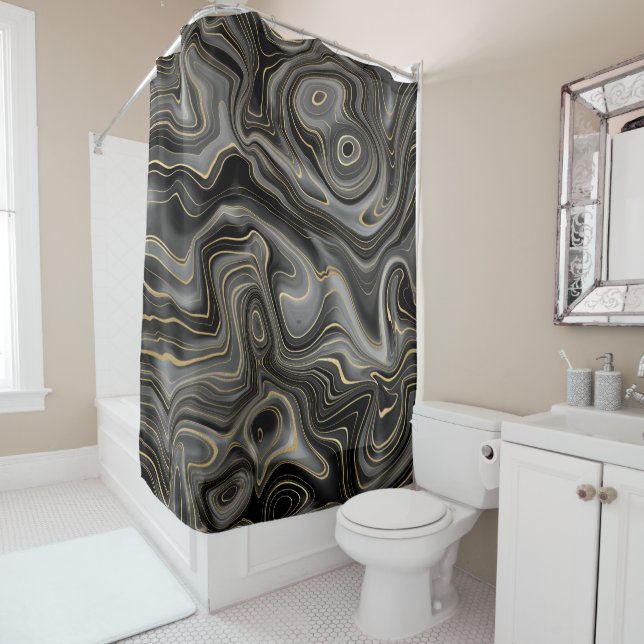 Duschvorhänge aus Grau und Schwarz Duschvorhang (Beispiel)