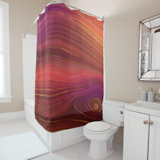 Duschvorhänge aus Rot- und Orangenmarmor Duschvorhang (Beispiel)