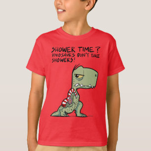 Duschzeit? Funny Green T-Rex Dinosaur Cartoon T-Shirt