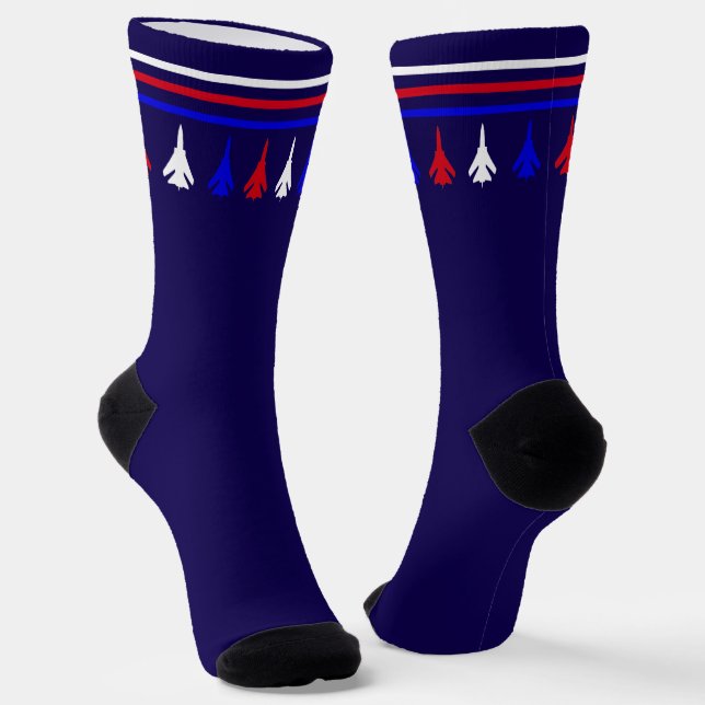 Düsenflugzeug Luftwaffe Rot Weiß Blau Luftfahrt Socken (Gewinkelt)