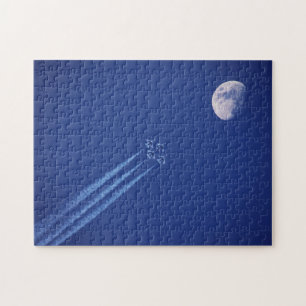 Düsenflugzeuge neben dem Mond British Columbia Puzzle