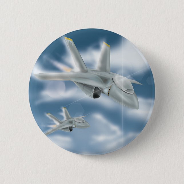 Düsenjäger-Flugzeug Button (Vorderseite)