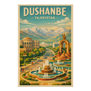 Dushanbe, Tadschikistan Reise Retro 2026 Poster