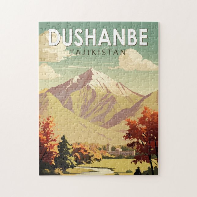 Dushanbe Tadschikistan Reisen Vintag Puzzle (Vertikal)