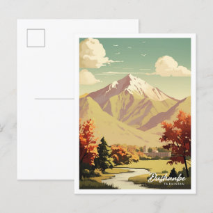 Dushanbe Tadschikistan Vintage Travel Illustration Postkarte