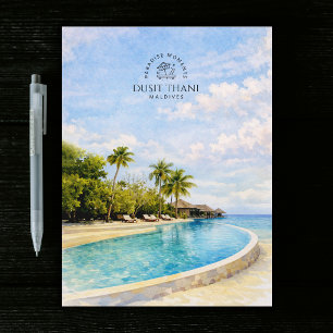 Dusit Thani Maldives Souvenir Aquarell Reise Postkarte