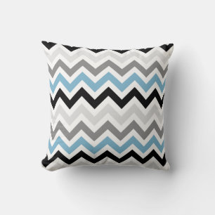 Dusk Blue Black Gray Zickzack Zigzag Muster Kissen