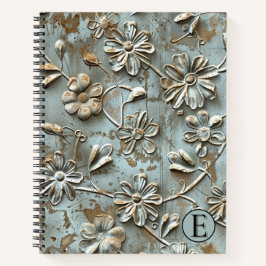 Dusk Blue Gold Floral MetaSpiral Notebook - Custom Notizbuch