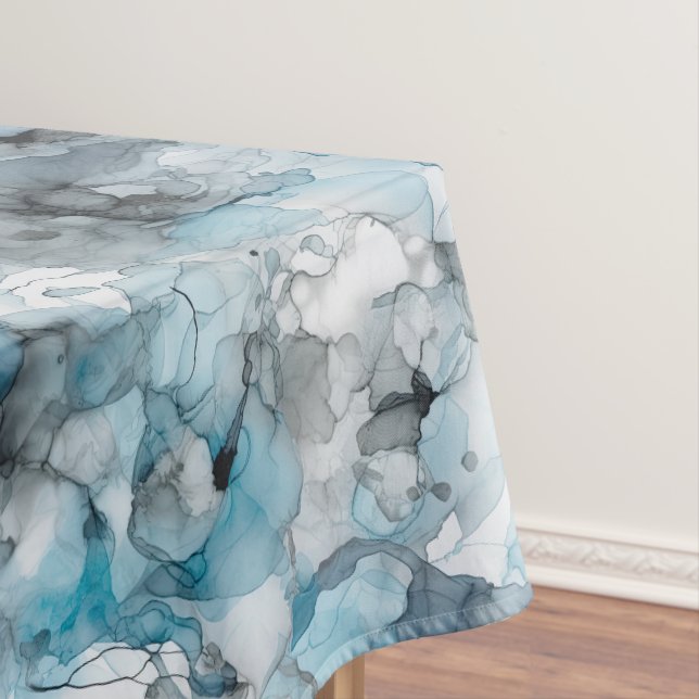 Dusk Blue Gray Alcohol Liquid Ink Wirbel Tischdecke (Beispiel)