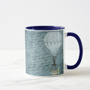 Dusk Blue Heißluftballon Steampunk Handschrift Tasse