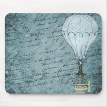 Dusk Blue Hot Air Ballon Steampunk Handwriting