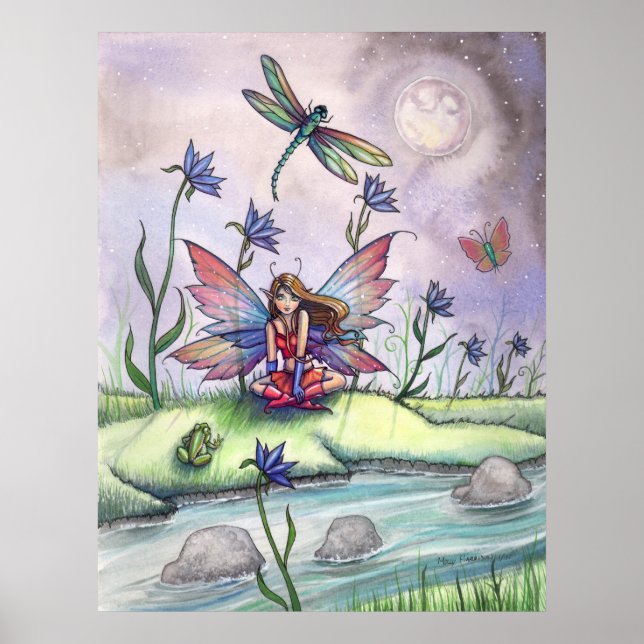 Dusk Fairy Dragonfly Frosch Poster Print (Vorne)
