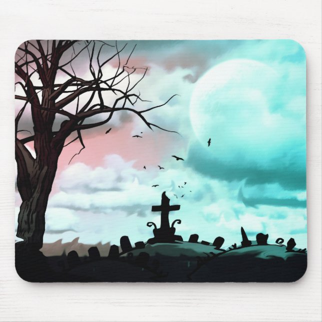 Dusk Full Moon Graveyard Goth Mousepad (Vorne)