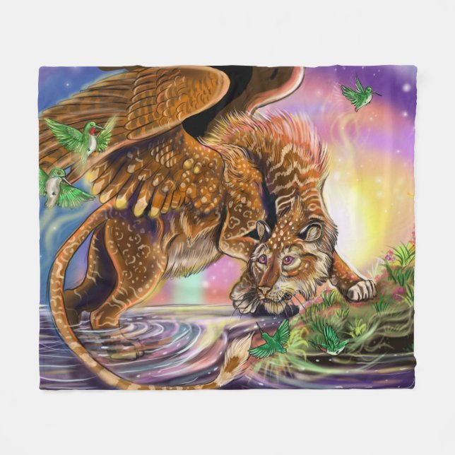 Dusk Hunter Flying Cat Fleecedecke (Vorderseite (Horizontal))