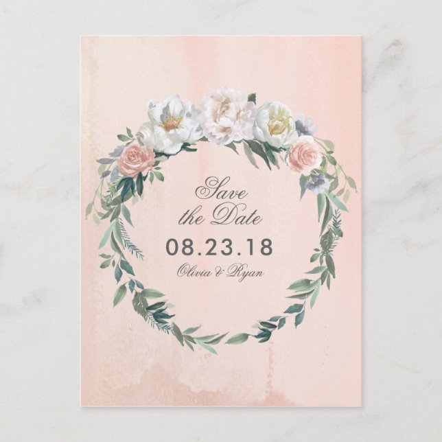 Dusk Watercolor-Blume | Save The Date Ankündigungspostkarte (Vorderseite)