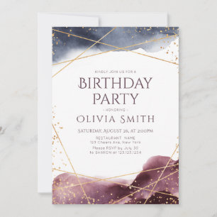 Dusk Watercolor Geometric Modern Birthday Party Einladung