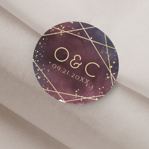 Dusk Watercolor Geometric Modern monogram Runder Aufkleber