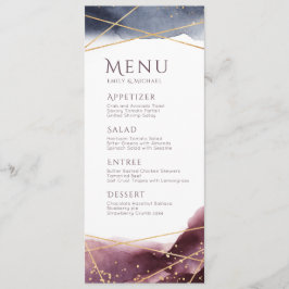 Dusk Watercolor Geometric Modern Wedding menu Menükarte