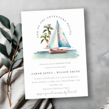 Dusky Aquamarin Sailboat Palm Seascape Morgens