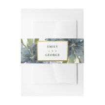 DUSKY BLAUE GREEN GOLD WATERCOLOR BLUE FLORAL WEDD