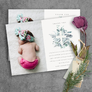 Dusky Blue Eucalyptus Fauna Cross Foto Taufe Dankeskarte