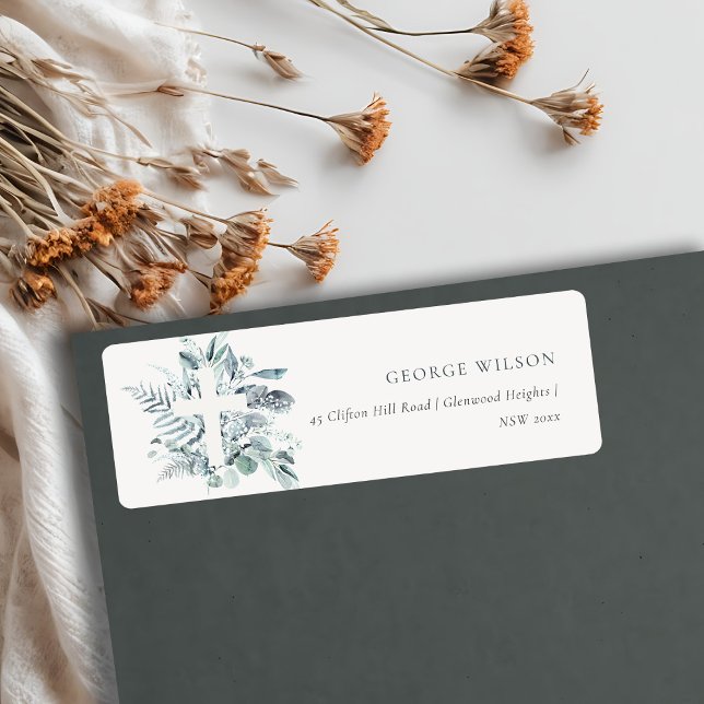 Dusky Blue Eucalyptus Fern Foliage Cross-Adresse (Von Creator hochgeladen)